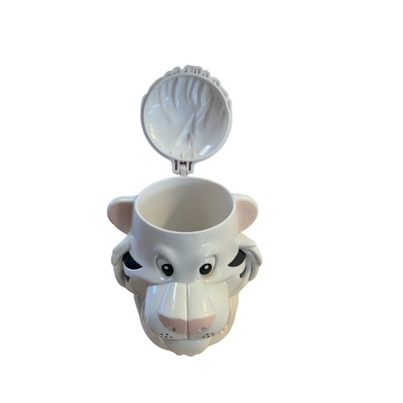 Ringling Bros Circus White Tiger Head Flip Top Cup Mug Hard Plastic - Picture 4 of 7